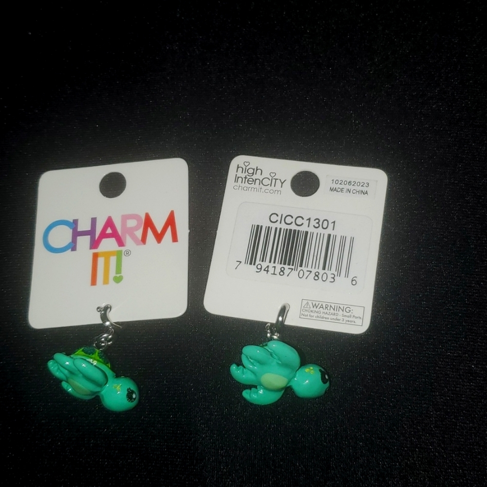 Charm it bracelet charm - Set of 2  Green Turtles